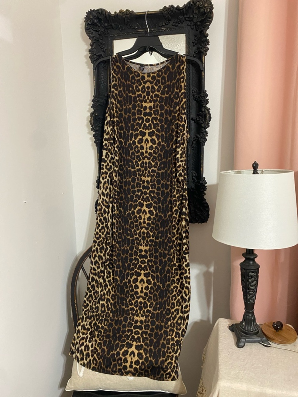 SHEIN Black & Brown Leopard Print Sleeveless Dress